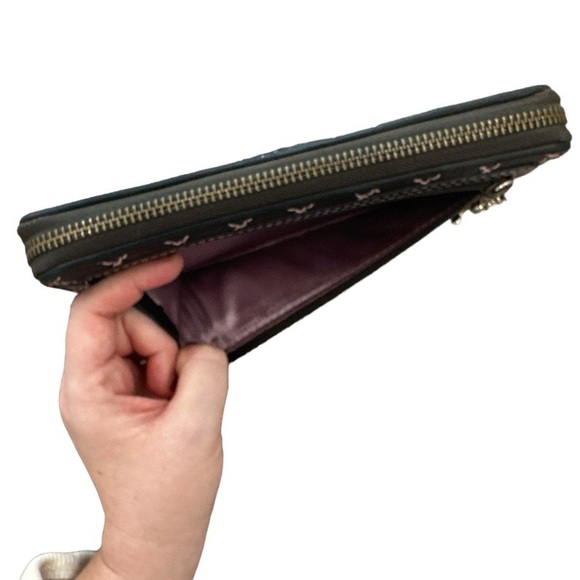 Juicy Couture Brown Leather Wallet Pink Stitching Y2K - Picture 4 of 12